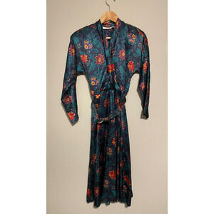 Vintage Liz Claiborne Womens Midi Dress 2 Petite Floral Satin Belted Romantic